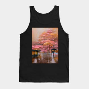 Rain In Japan Rose Gold Artwork Style Tank Top